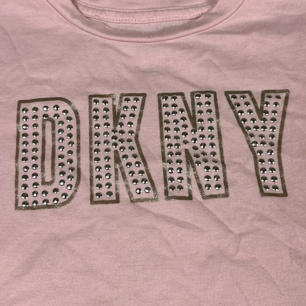 DKNY & Childrens Place Girls 4T Outfit Lot 3pc Pink Fleece Pants Tee Navy Dress